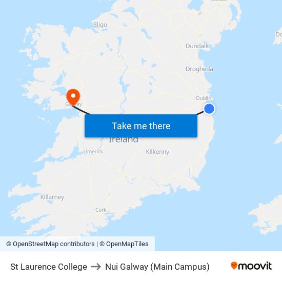 St Laurence College to Nui Galway (Main Campus) map
