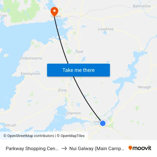 Parkway Shopping Centre to Nui Galway (Main Campus) map