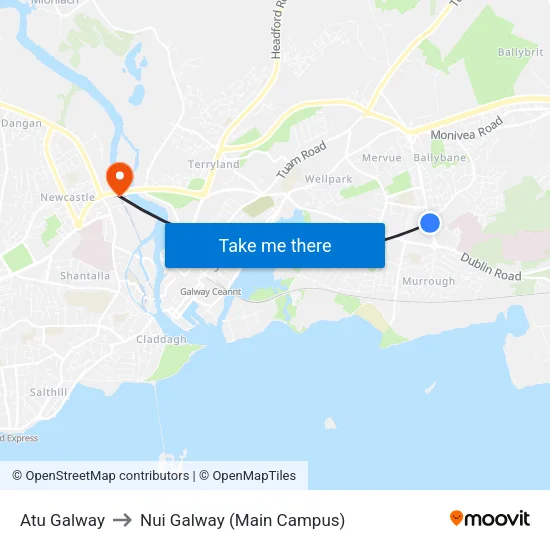 Atu Galway to Nui Galway (Main Campus) map