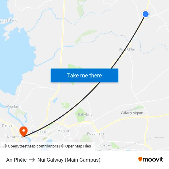 An Phéic to Nui Galway (Main Campus) map