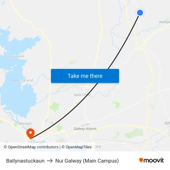Ballynastuckaun to Nui Galway (Main Campus) map