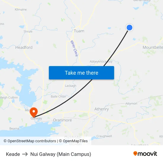 Kead to Nui Galway (Main Campus) map
