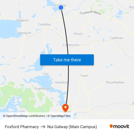 Foxford Pharmacy to Nui Galway (Main Campus) map