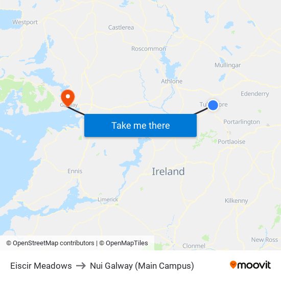 Eiscir Meadows to Nui Galway (Main Campus) map