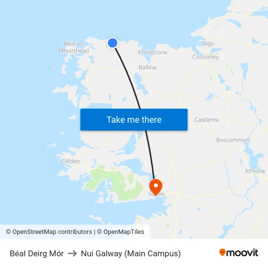 Béal Deirg Mór to Nui Galway (Main Campus) map