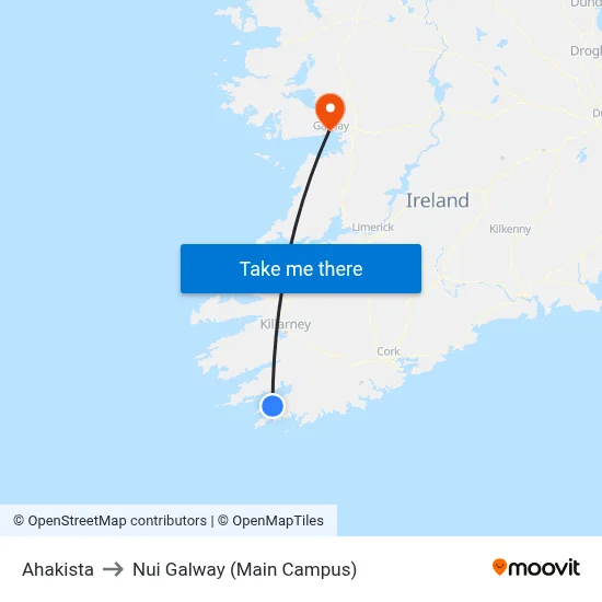 Ahakista to Nui Galway (Main Campus) map