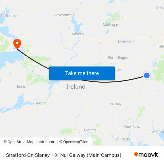 Stratford-On-Slaney to Nui Galway (Main Campus) map