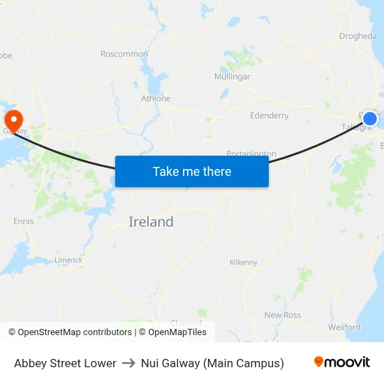 Abbey Street Lower to Nui Galway (Main Campus) map
