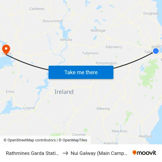 Rathmines Garda Station to Nui Galway (Main Campus) map