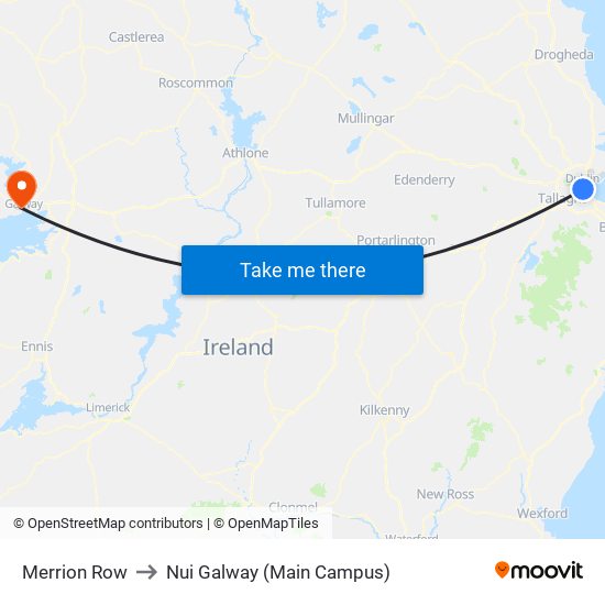 Merrion Row to Nui Galway (Main Campus) map