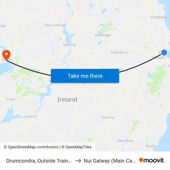Drumcondra, Outside Train Station to Nui Galway (Main Campus) map