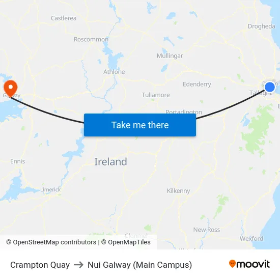 Crampton Quay to Nui Galway (Main Campus) map