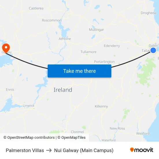 Palmerston Villas to Nui Galway (Main Campus) map