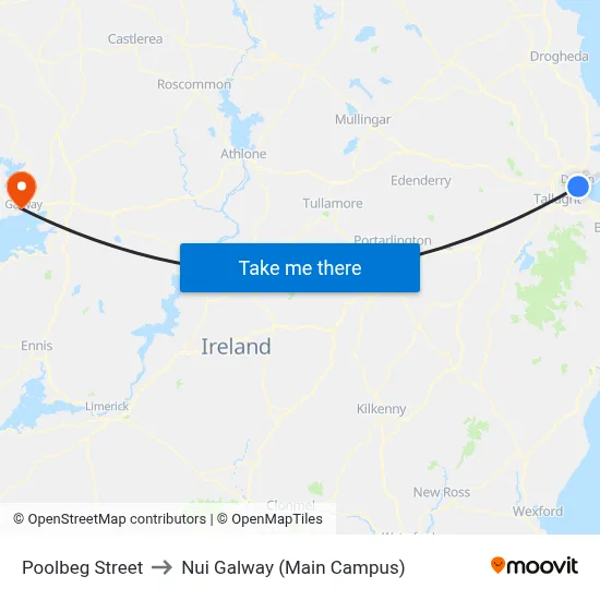 Poolbeg Street to Nui Galway (Main Campus) map