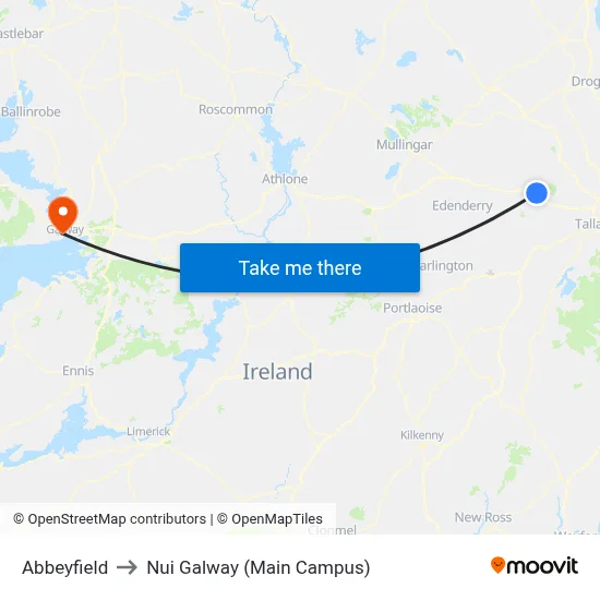 Abbeyfield to Nui Galway (Main Campus) map