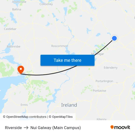 Riverside to Nui Galway (Main Campus) map