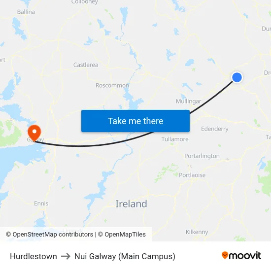 Hurdlestown to Nui Galway (Main Campus) map