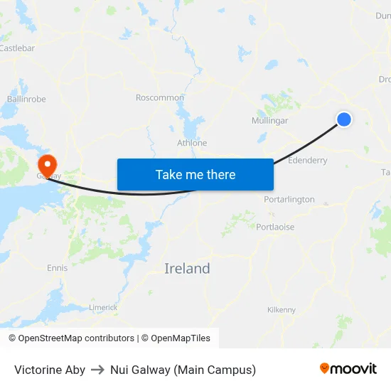 Victorine Aby to Nui Galway (Main Campus) map