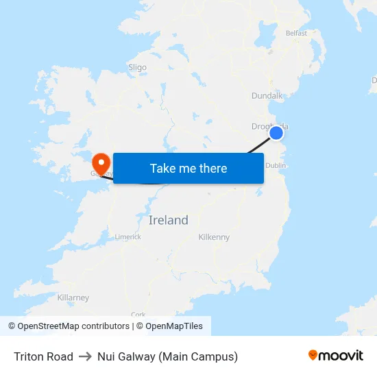 Triton Road to Nui Galway (Main Campus) map