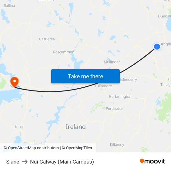 Slane to Nui Galway (Main Campus) map