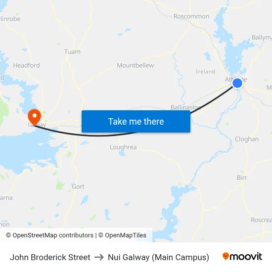 John Broderick Street to Nui Galway (Main Campus) map