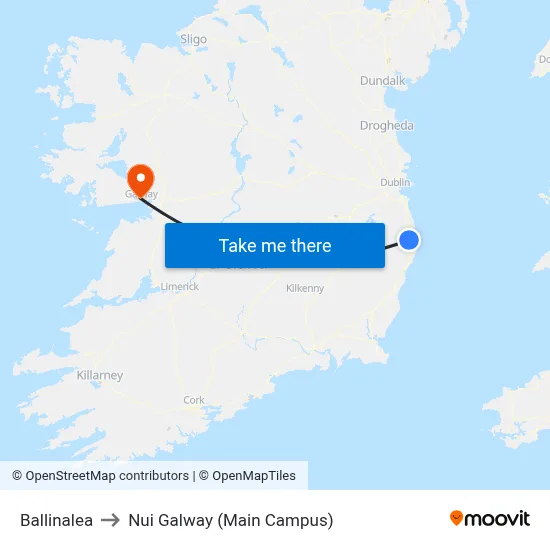 Ballinalea to Nui Galway (Main Campus) map