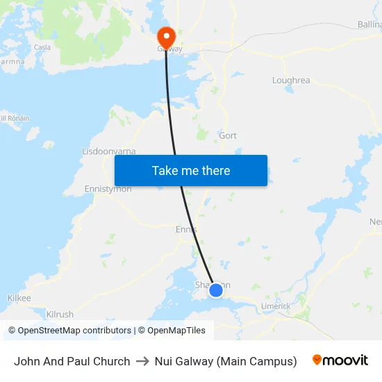 John And Paul Church to Nui Galway (Main Campus) map
