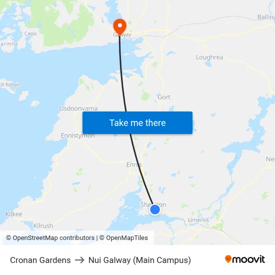 Cronan Gardens to Nui Galway (Main Campus) map