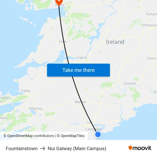 Fountainstown to Nui Galway (Main Campus) map