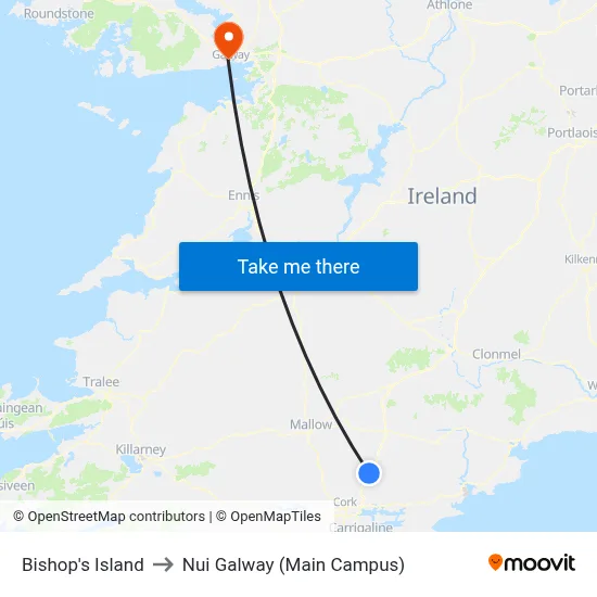 Bishop's Island to Nui Galway (Main Campus) map