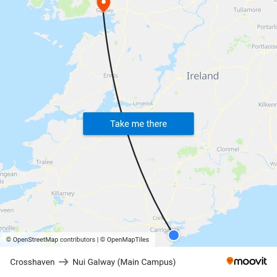 Crosshaven to Nui Galway (Main Campus) map
