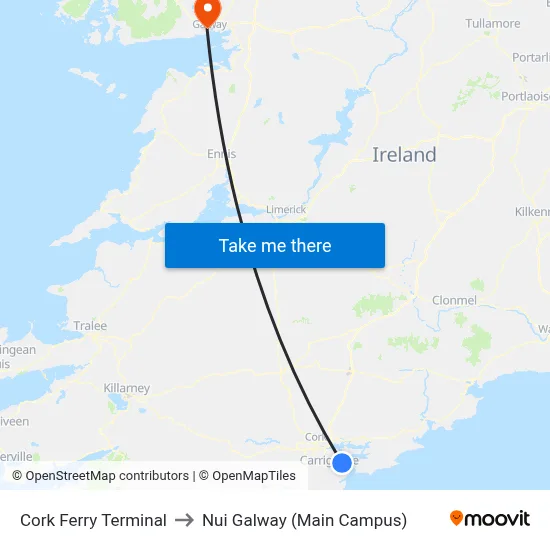 Cork Ferry Terminal to Nui Galway (Main Campus) map
