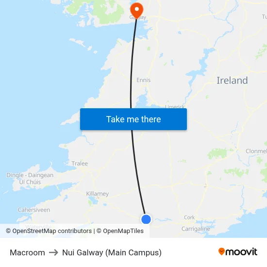 Macroom to Nui Galway (Main Campus) map