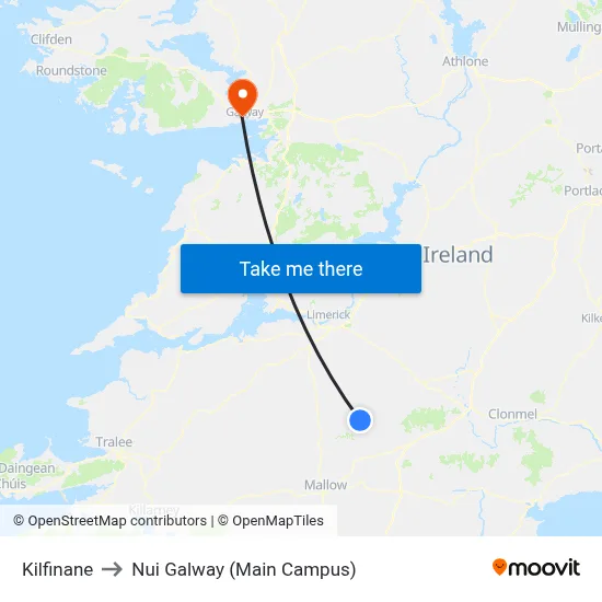 Kilfinane to Nui Galway (Main Campus) map