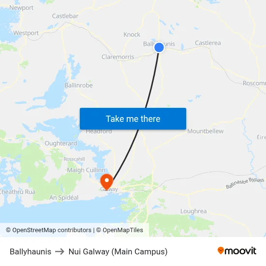 Ballyhaunis to Nui Galway (Main Campus) map