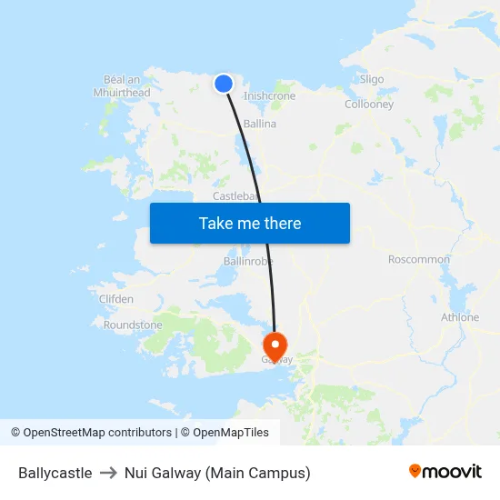Ballycastle to Nui Galway (Main Campus) map