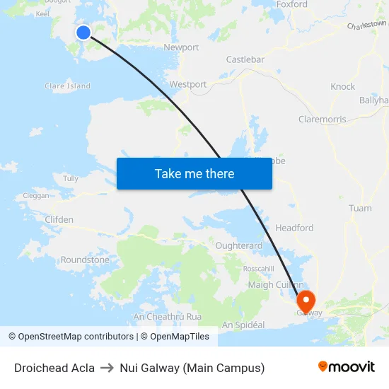 Droichead Acla to Nui Galway (Main Campus) map