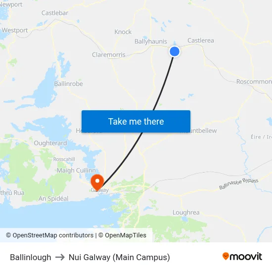 Ballinlough to Nui Galway (Main Campus) map