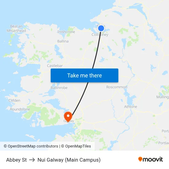 Abbey St to Nui Galway (Main Campus) map