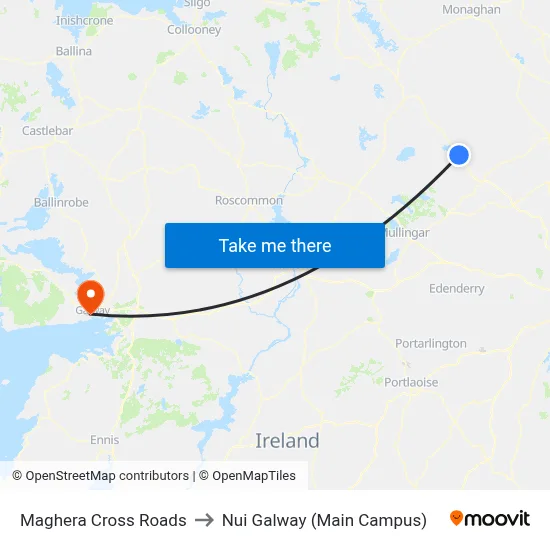 Maghera Cross Roads to Nui Galway (Main Campus) map