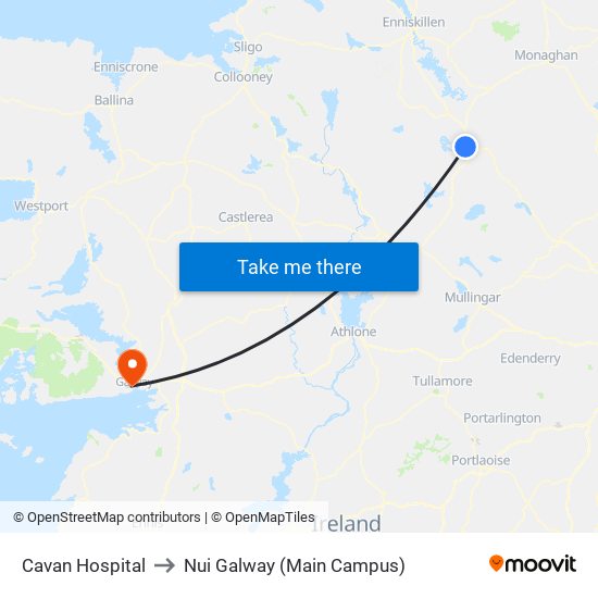 Cavan Hospital to Nui Galway (Main Campus) map