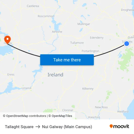 Tallaght Square to Nui Galway (Main Campus) map