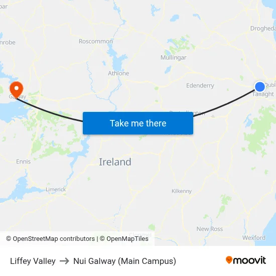 Liffey Valley to Nui Galway (Main Campus) map