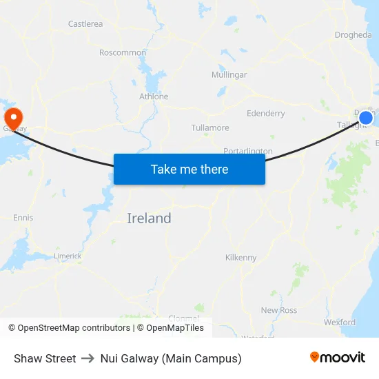 Shaw Street to Nui Galway (Main Campus) map