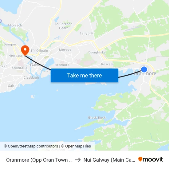 Oranmore (Opp Oran Town Centre) to Nui Galway (Main Campus) map