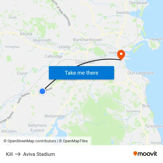 Kill to Aviva Stadium map