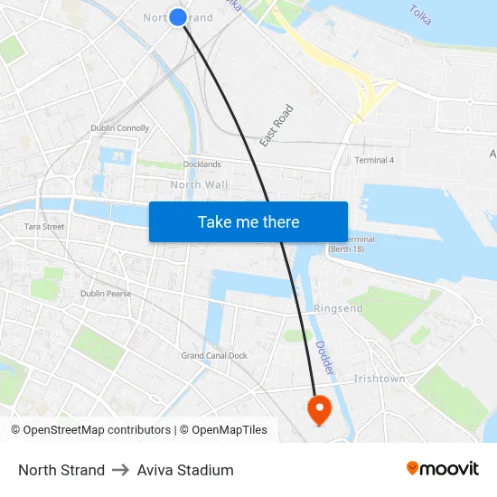 North Strand to Aviva Stadium map