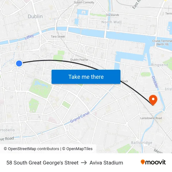 58 South Great George's Street to Aviva Stadium map