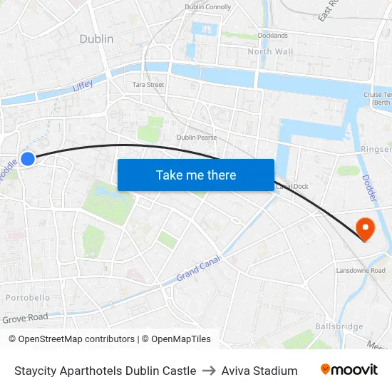 Staycity Aparthotels Dublin Castle to Aviva Stadium map