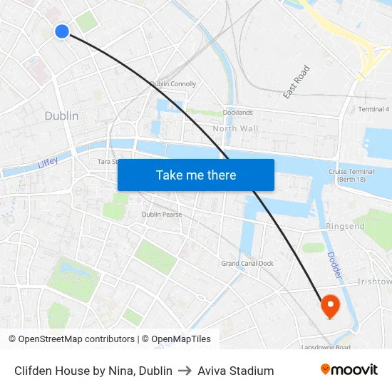 Clifden House by Nina, Dublin to Aviva Stadium map